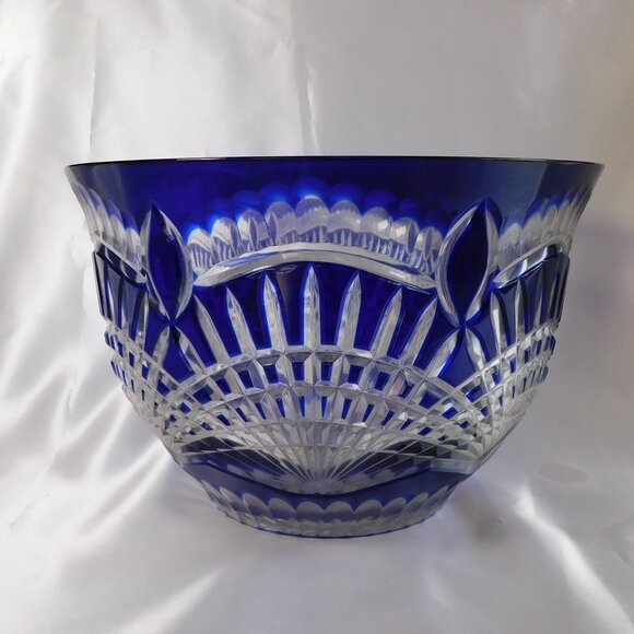 Very Large Blue Cut to Clear Bowl # 22353 - Picture 4 of 7